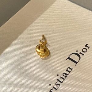 Christian Dior Logo Charm Pendant in Gold Tone